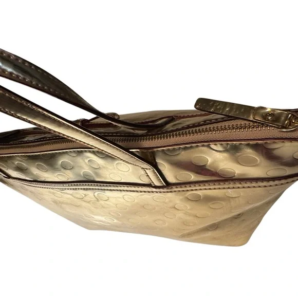 Retro Kate Spade New York Gold Metallic Tote Bag Purse RARE Handbag - Picture 6 of 16